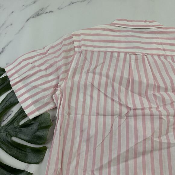 Diversity Womens Vintage 90s Button Up Shirt Size L P Pink White Stripe Boxy Fit - Picture 10 of 11